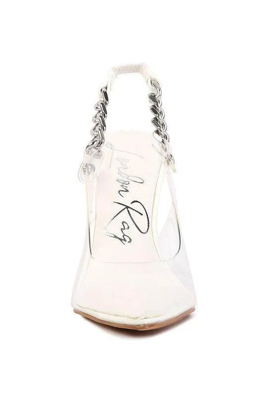 Goddess Heeled Clear Chain Slingback Sandal