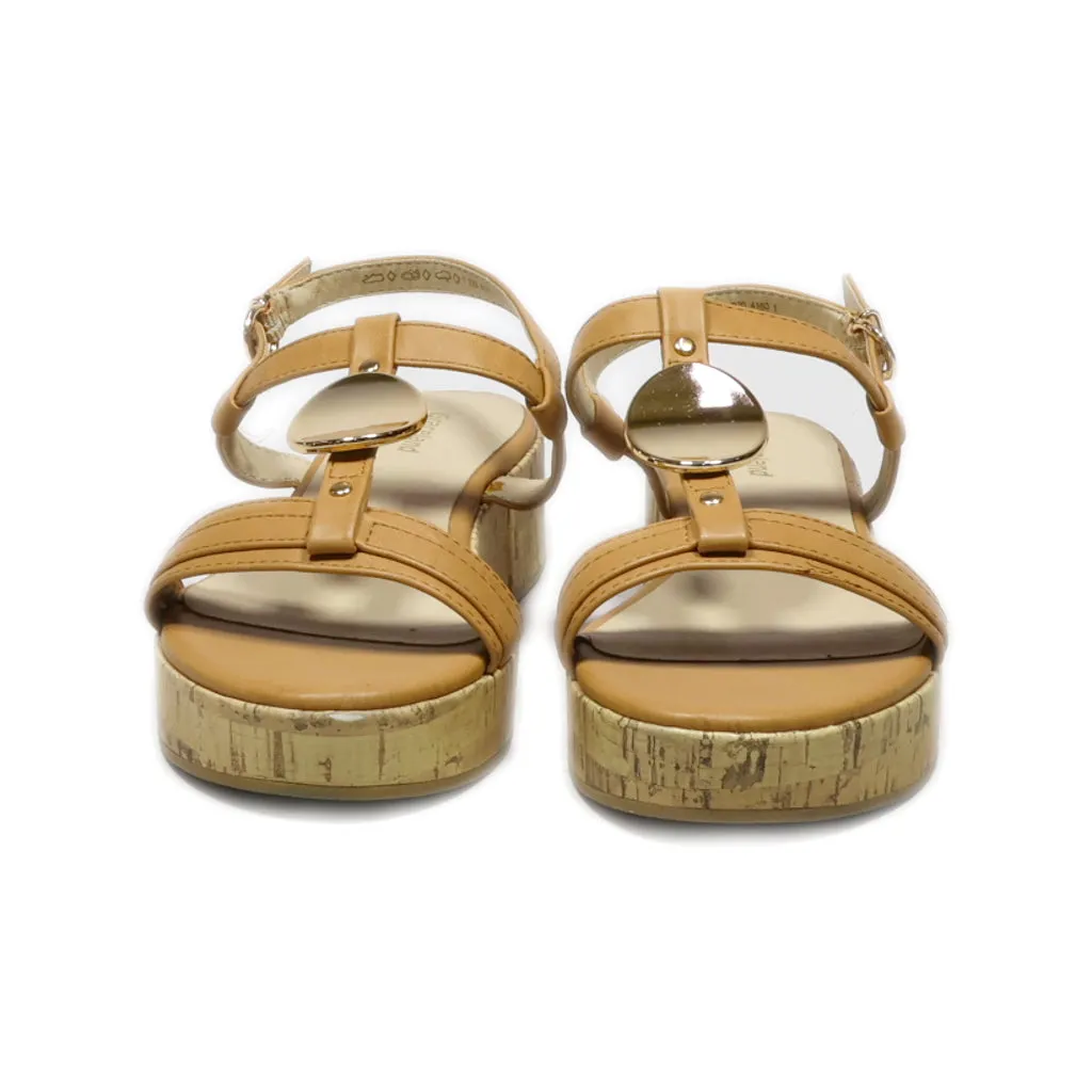 Graceland Platform Sandals Leather Brown Colour For Women