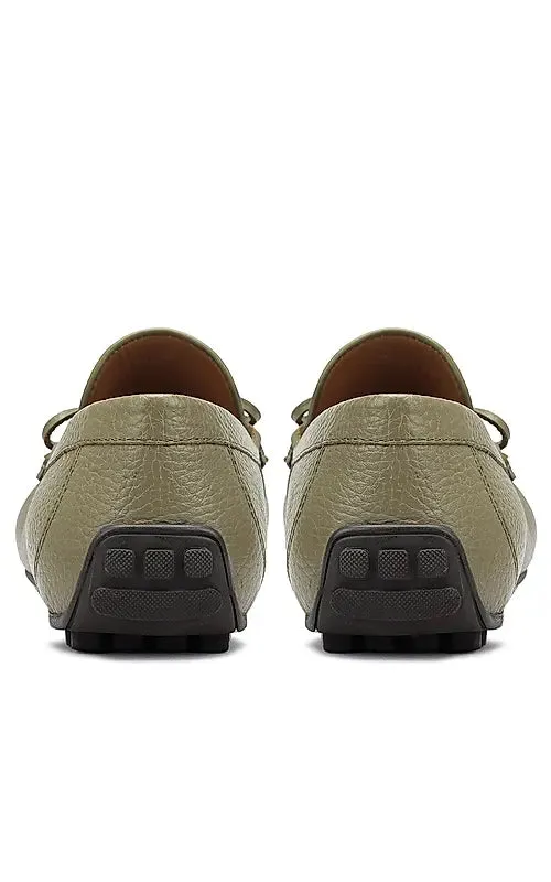 Green Leather Moccasins With Bow Detail
