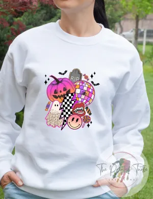 Halloween - 80s Retro - Disco - Checkered Bolt - Smiley Face