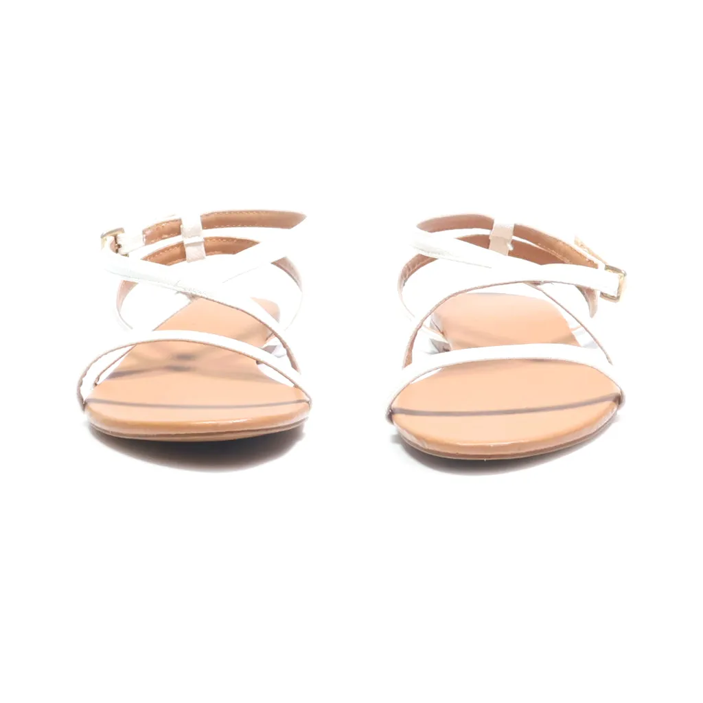 H&M Flat Sandals Leather White Colour For Women