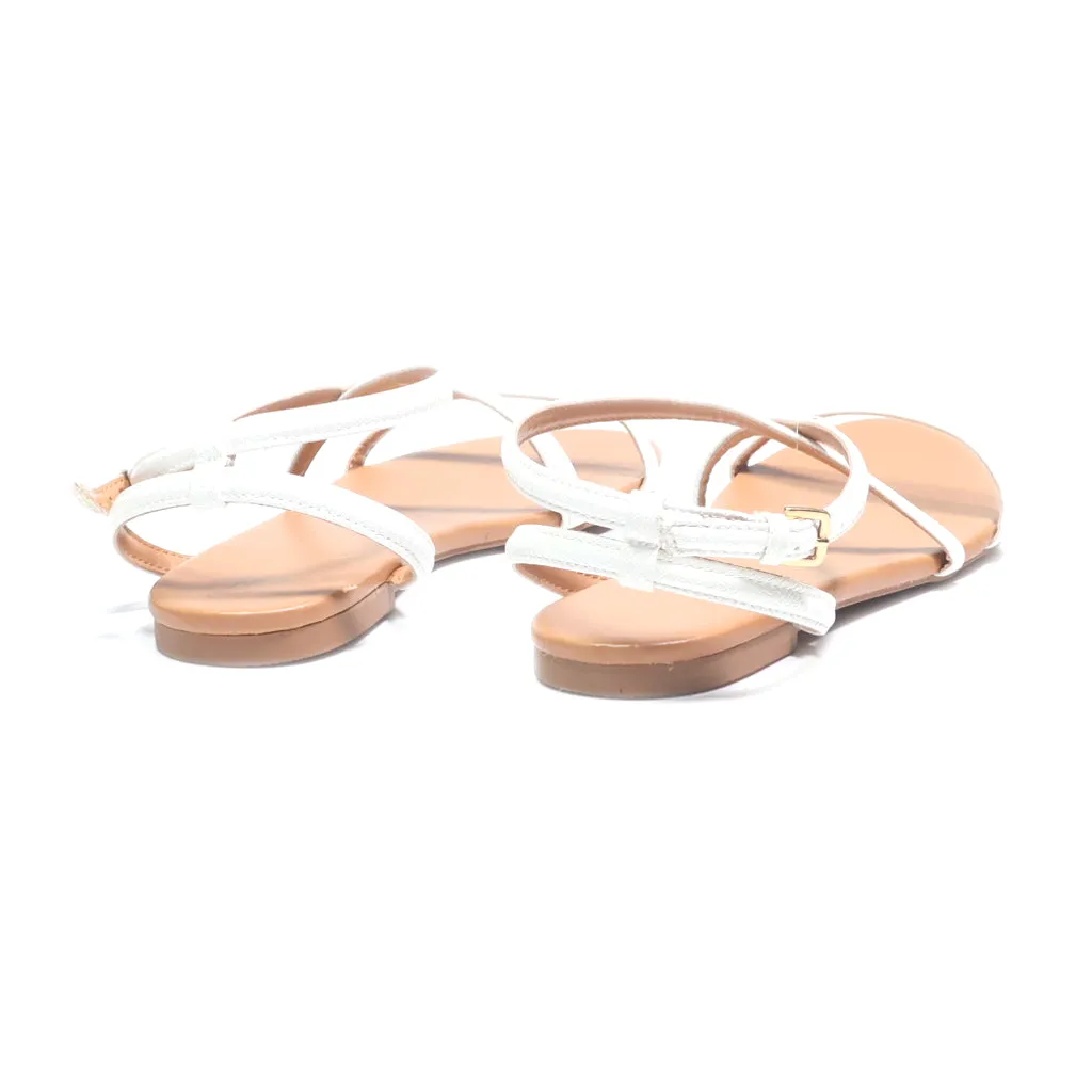 H&M Flat Sandals Leather White Colour For Women