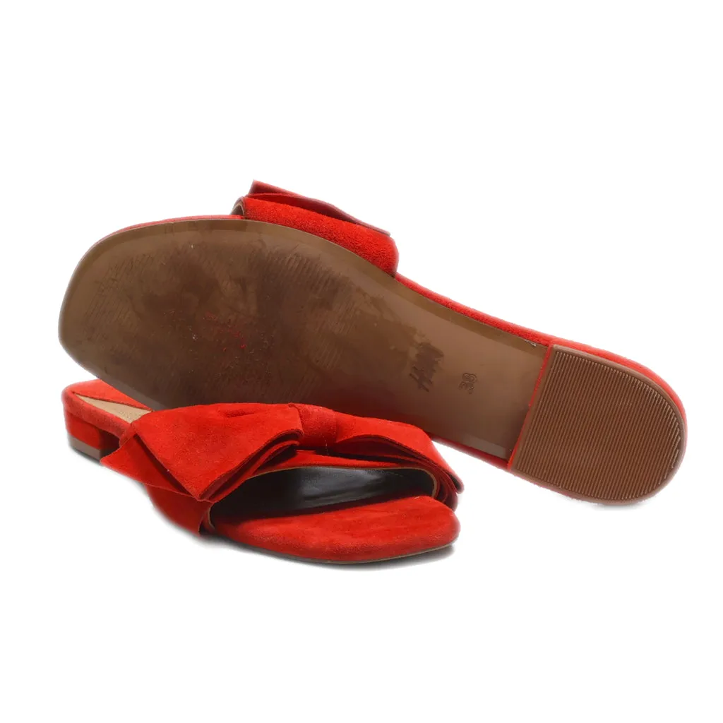 H&M Flat Sandals Suede Red Colour For Women
