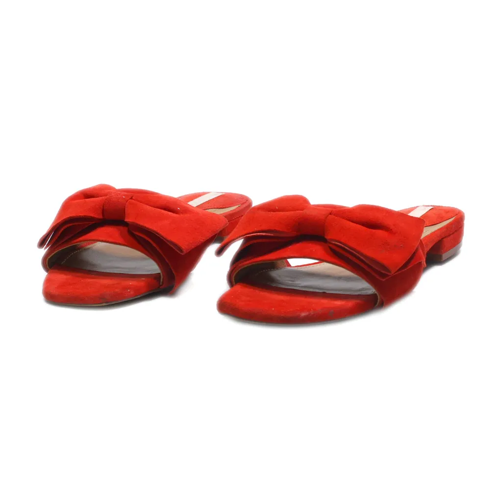 H&M Flat Sandals Suede Red Colour For Women