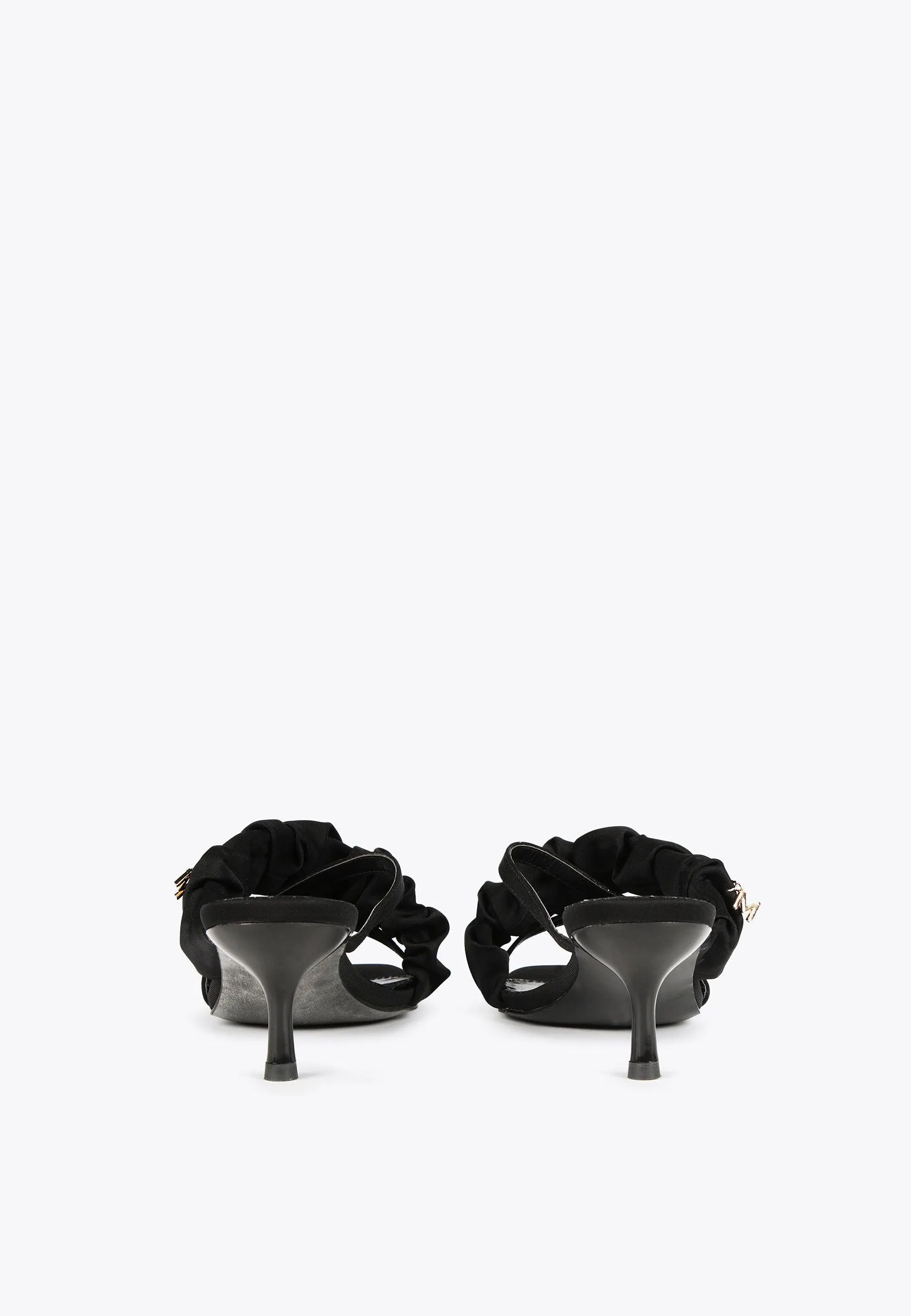 Heeled sandals with gathering