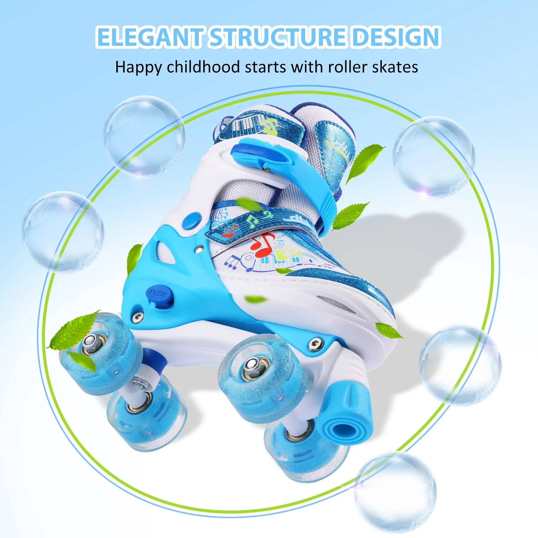 Hikole Roller Skates for Girls and Boys,4 Size Adjustable Kids Roller Skates with 8 Light Up Wheels,Toddler Skates for Outdoor & Indoor