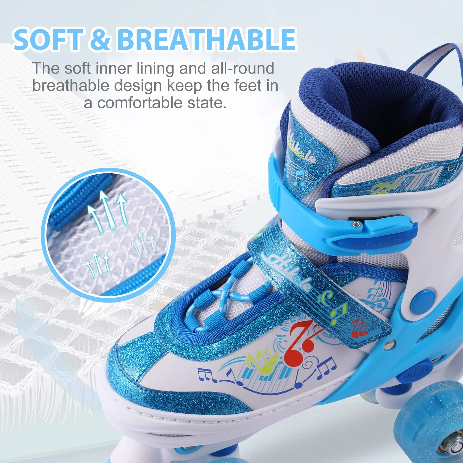 Hikole Roller Skates for Girls and Boys,4 Size Adjustable Kids Roller Skates with 8 Light Up Wheels,Toddler Skates for Outdoor & Indoor