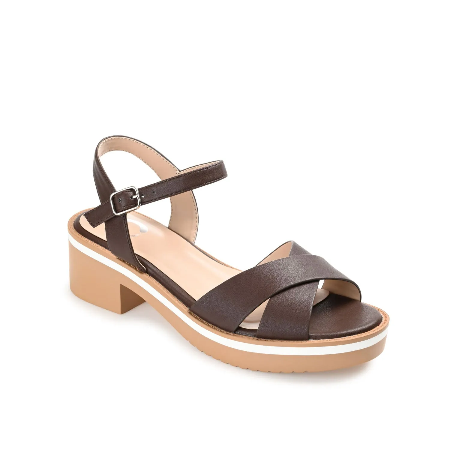 HILAREE HEELED SANDALS IN FAUX LEATHER