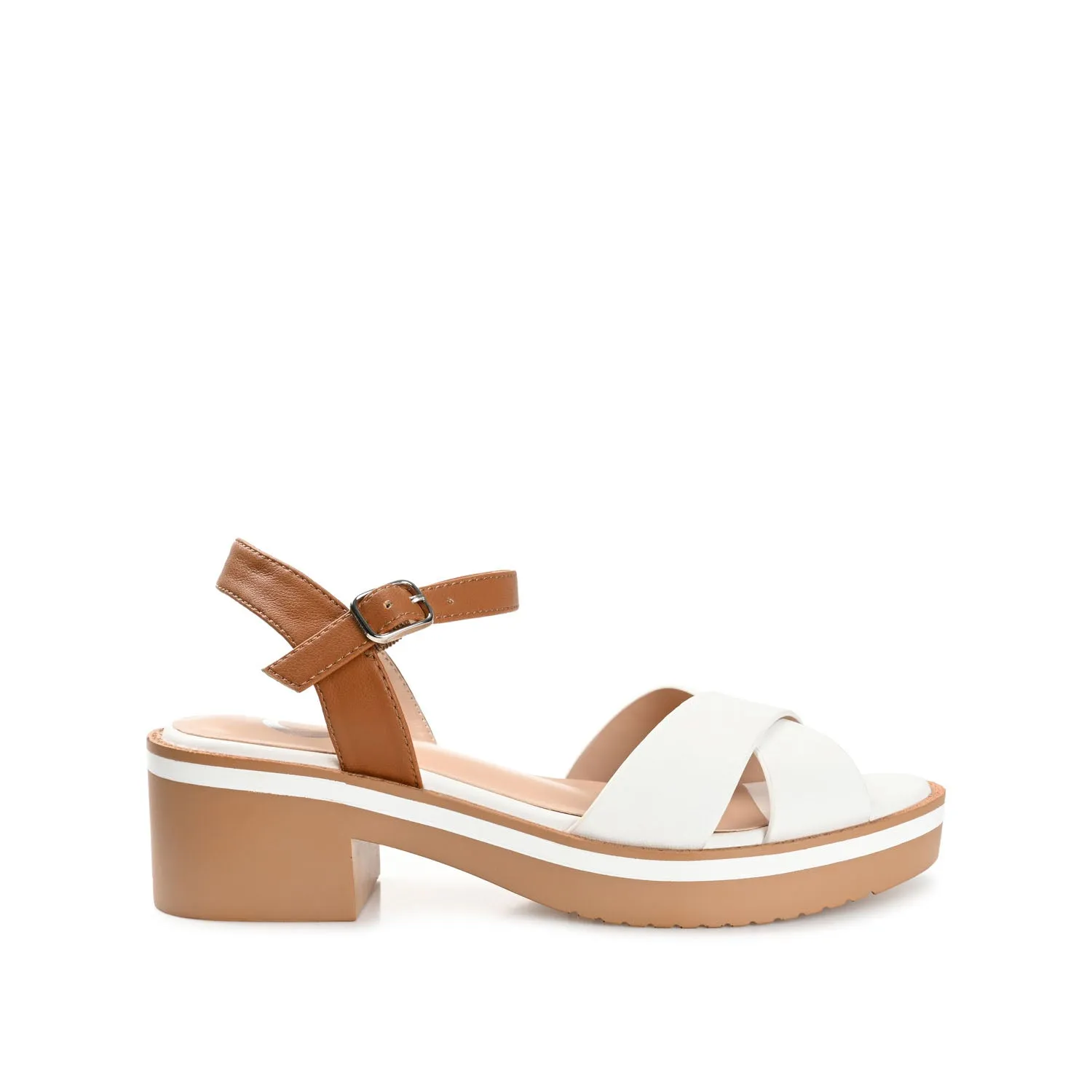 HILAREE HEELED SANDALS IN FAUX LEATHER