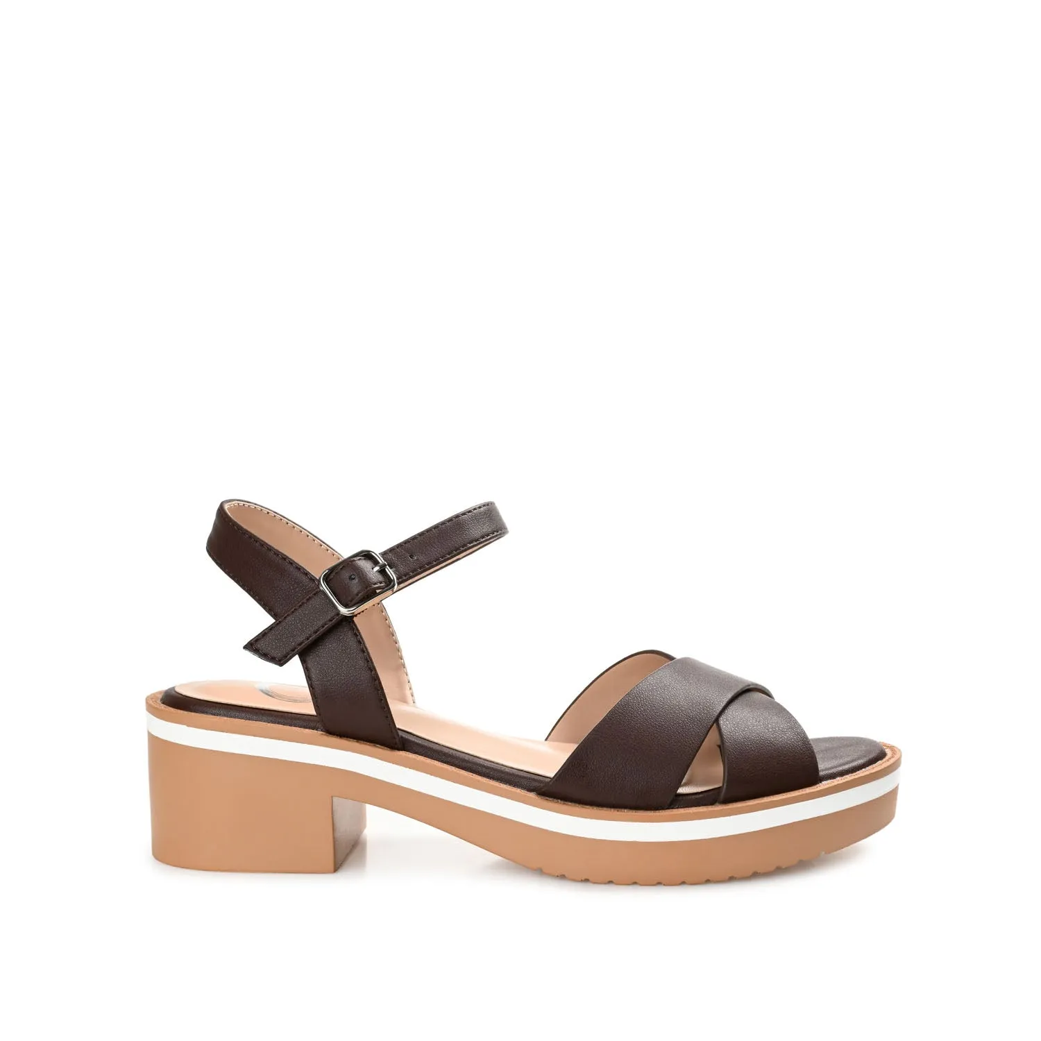 HILAREE HEELED SANDALS IN FAUX LEATHER