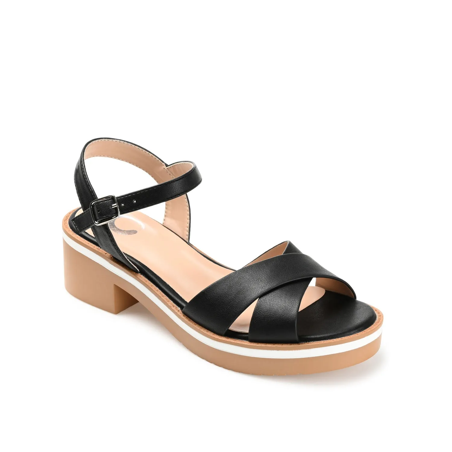 HILAREE HEELED SANDALS IN FAUX LEATHER