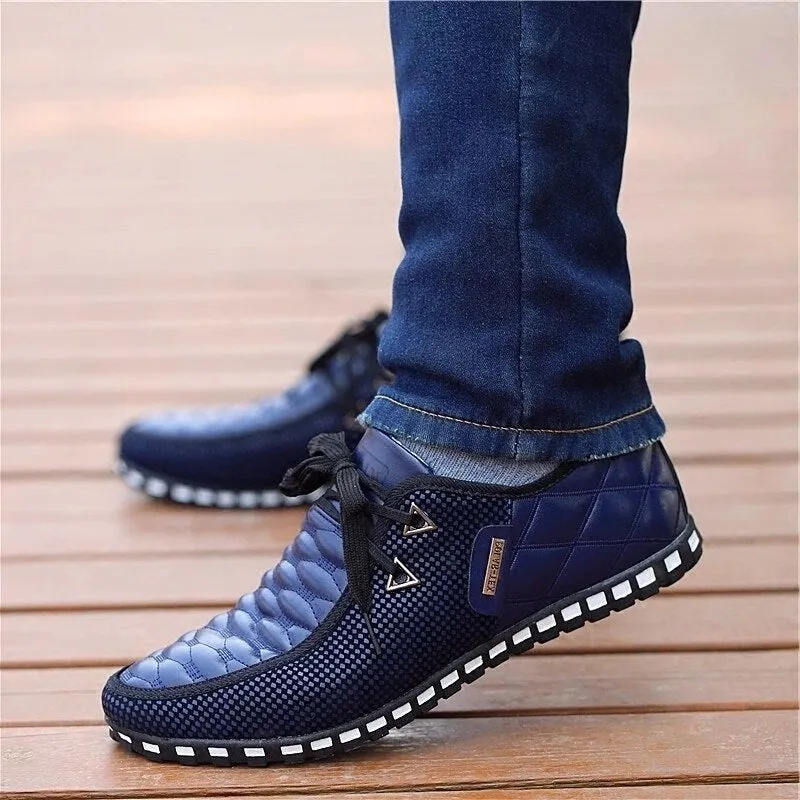Hnzxzm Men Leather Shoes spring Men's Casual Shoes Breathable Light Weight White Sneakers Driving Shoes Pointed Toe Business Men Shoes
