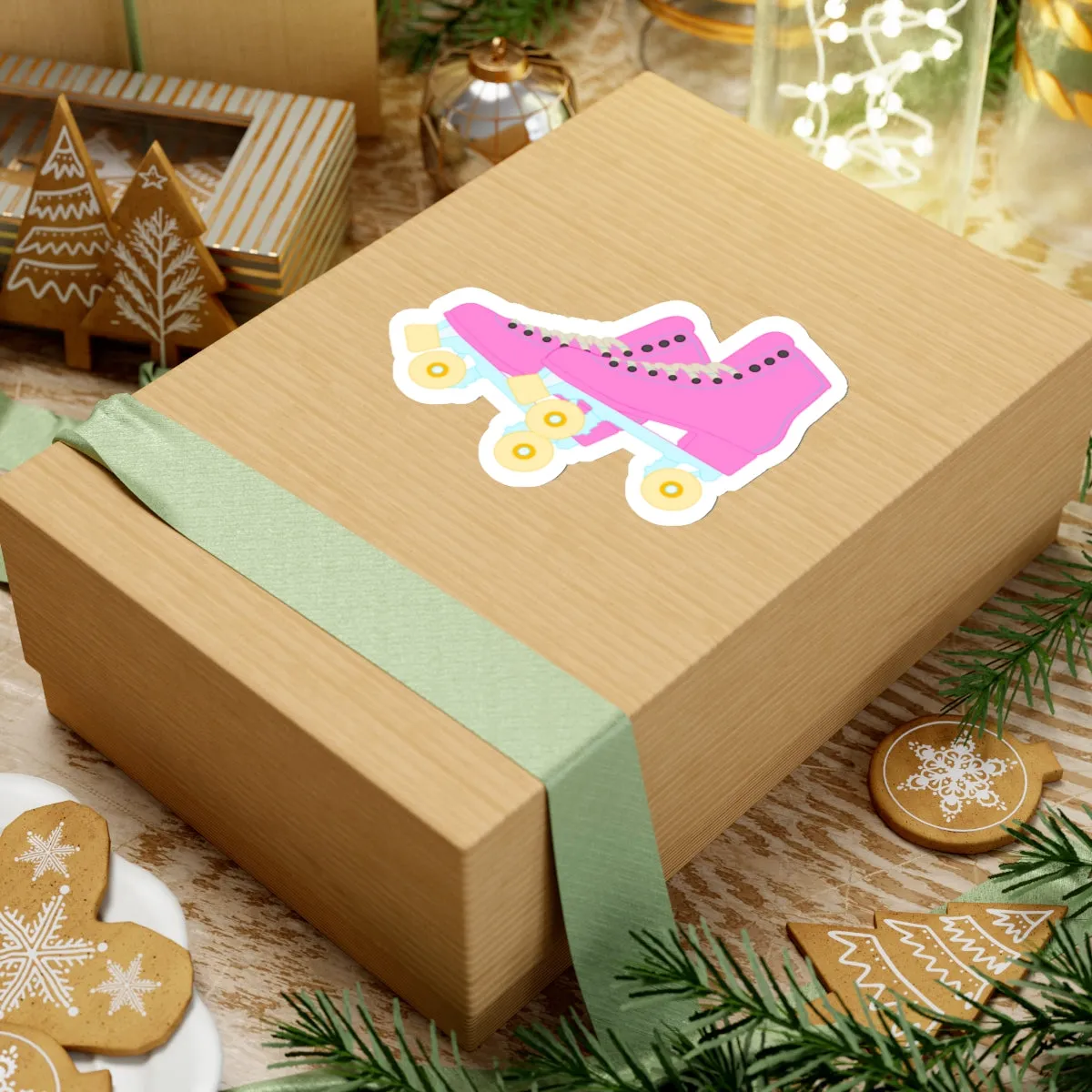 Hot Pink Roller Skates Kiss-Cut Sticker