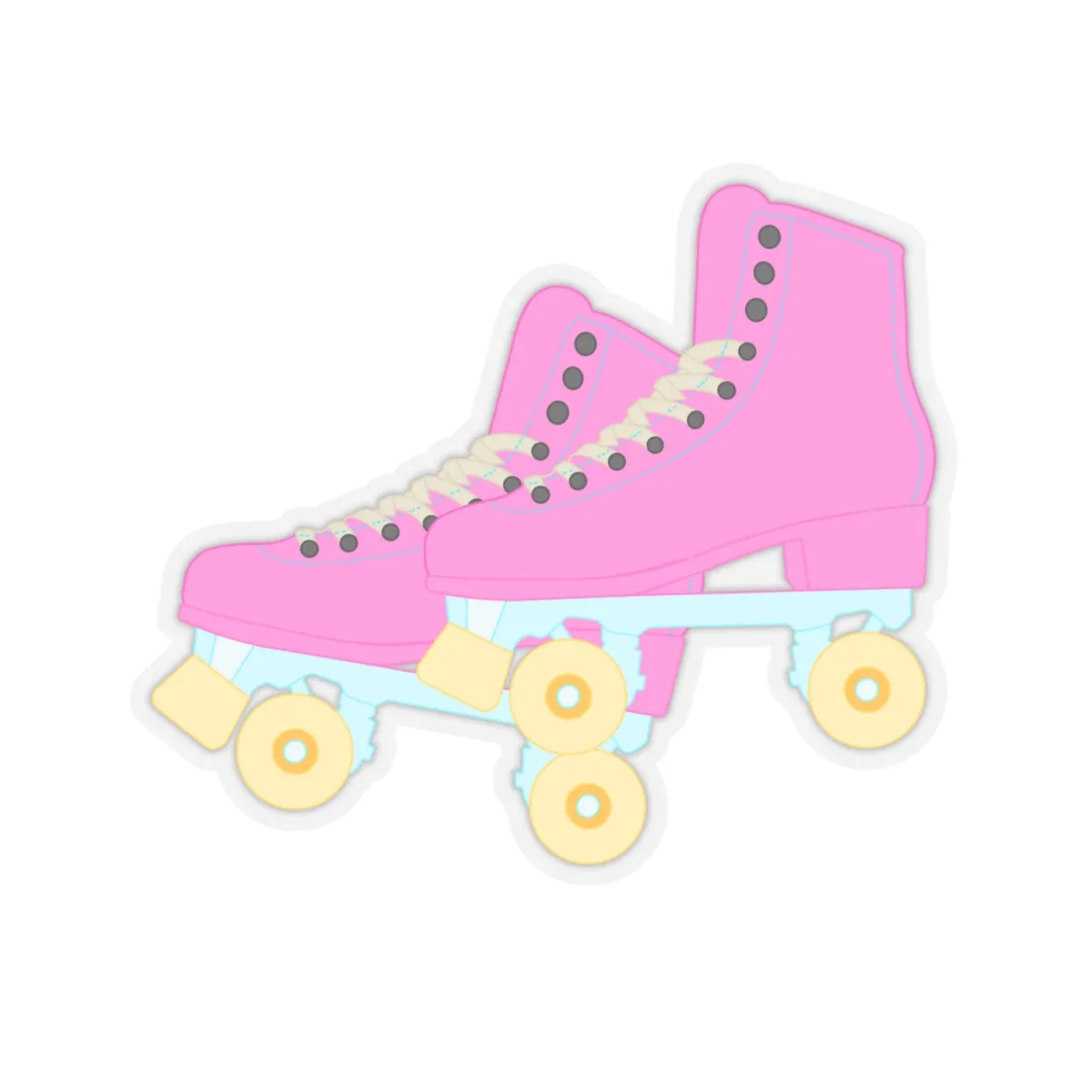 Hot Pink Roller Skates Kiss-Cut Sticker
