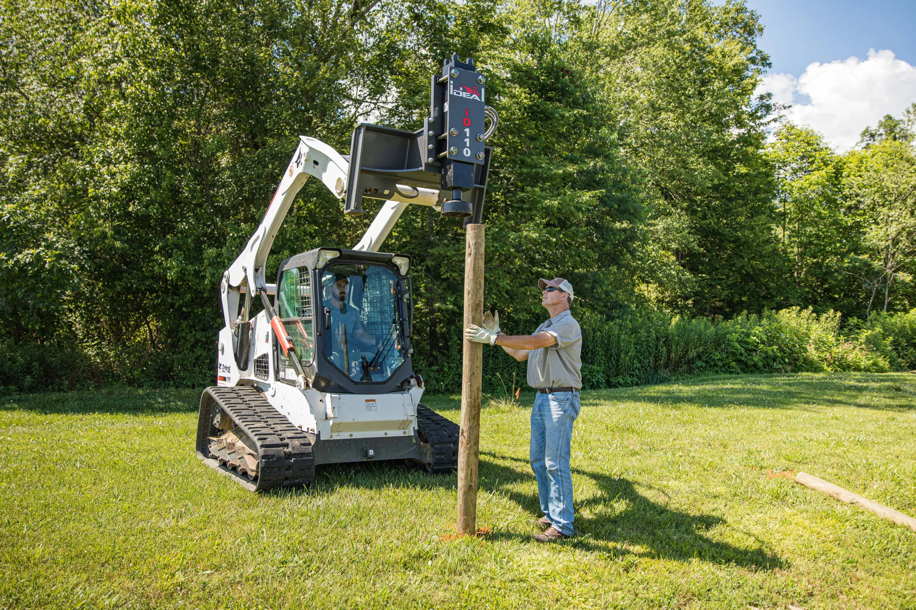 Ideal Post Pounders Heavy Duty Skid Steer - Vibratory Start/Electric Start Post Driver | 14HP Kohler | For Skid Steer