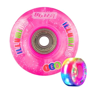 illumin8 Pink Glitter - LED Light Up Roller Skate Quad Wheels