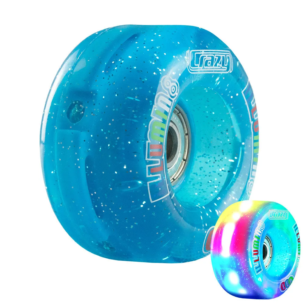 illumin8 Teal Glitter - LED Light Up Roller Skate Quad Wheels