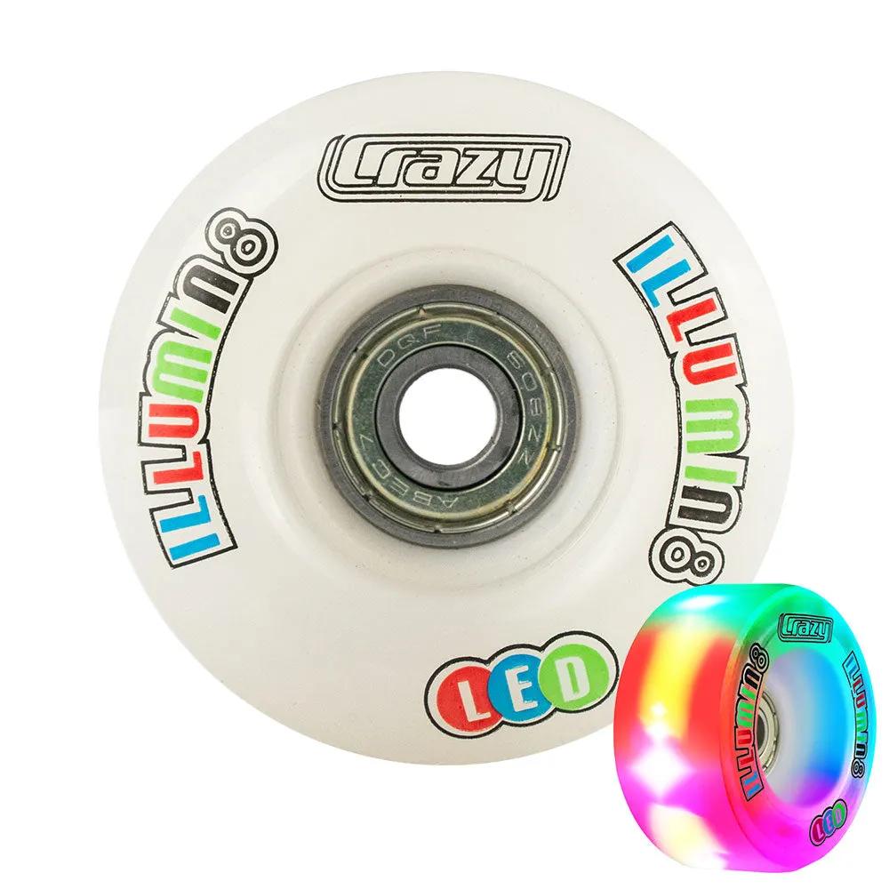 illumin8 White - LED Light Up Roller Skate Quad Wheels