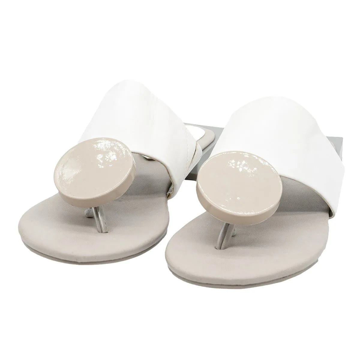 Inyati Strap Flat Sandals Leather Beige Colour For Women