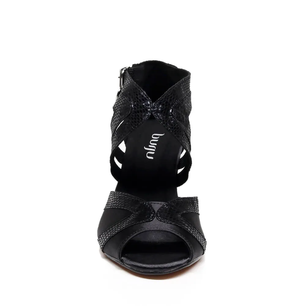 Isabel Wide Fit - Black Metallic Snake - Suede Sole