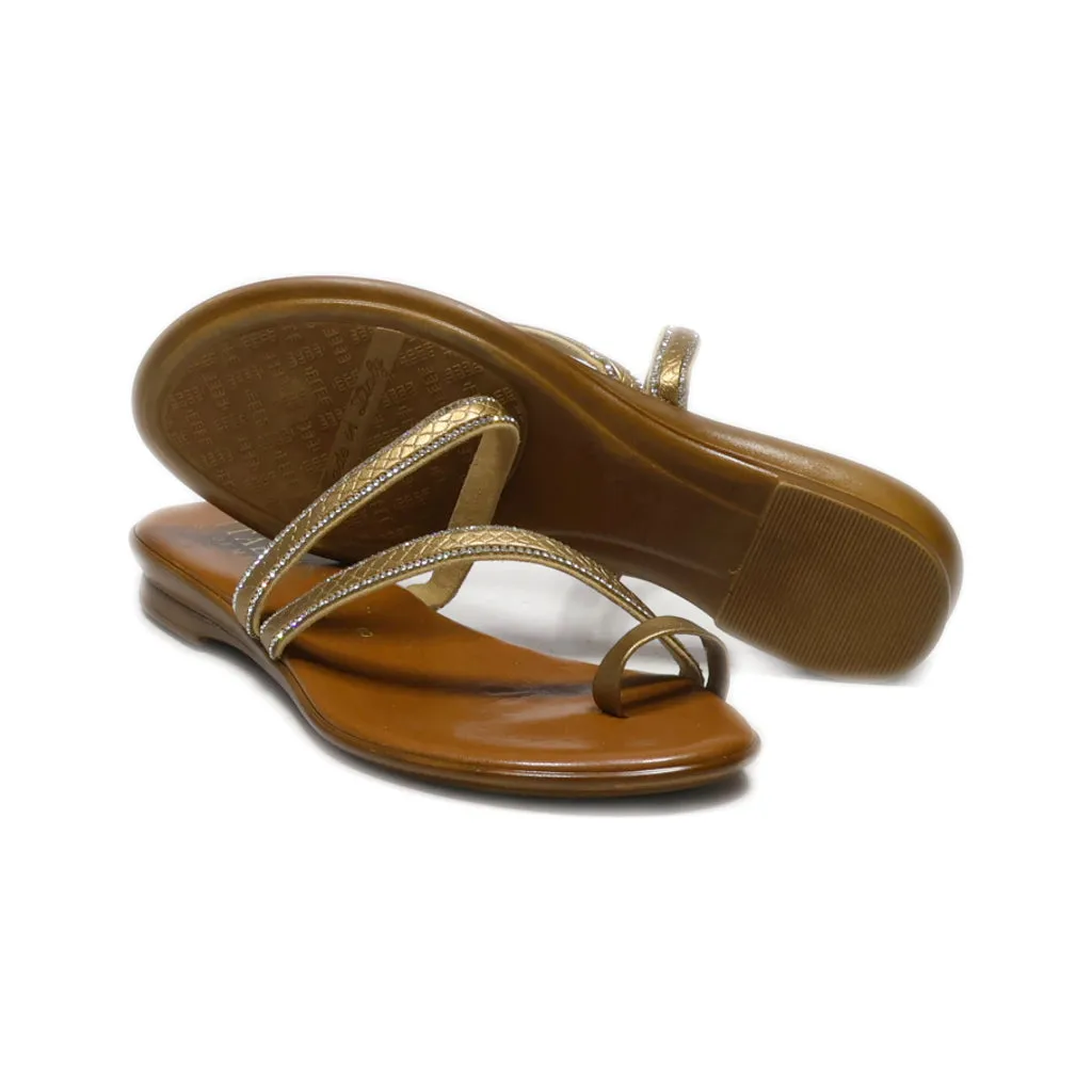 Italian Flat Sandals Fabric Brown Colour For Women