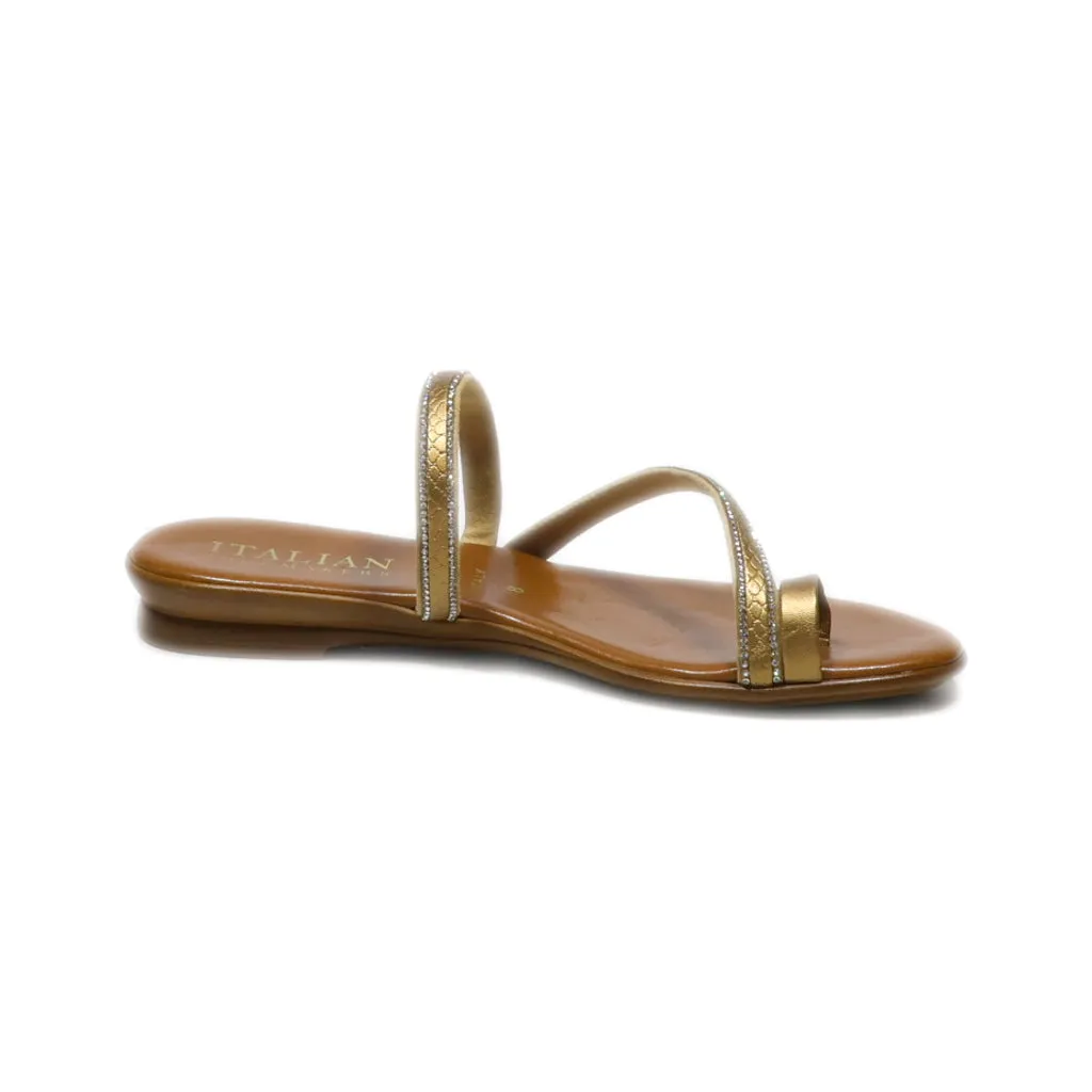 Italian Flat Sandals Fabric Brown Colour For Women