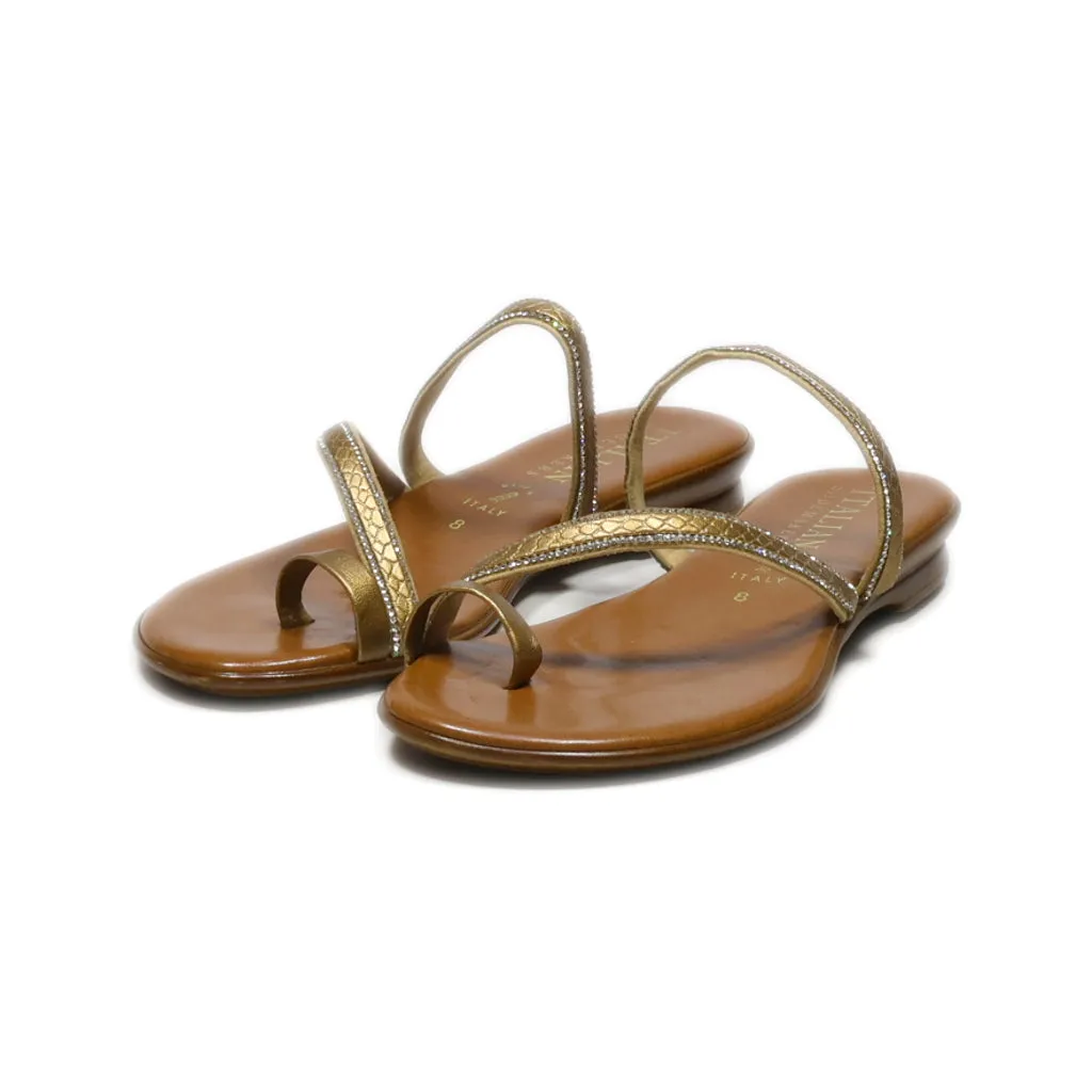 Italian Flat Sandals Fabric Brown Colour For Women