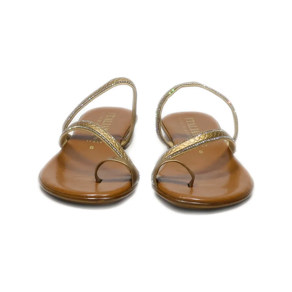 Italian Flat Sandals Fabric Brown Colour For Women