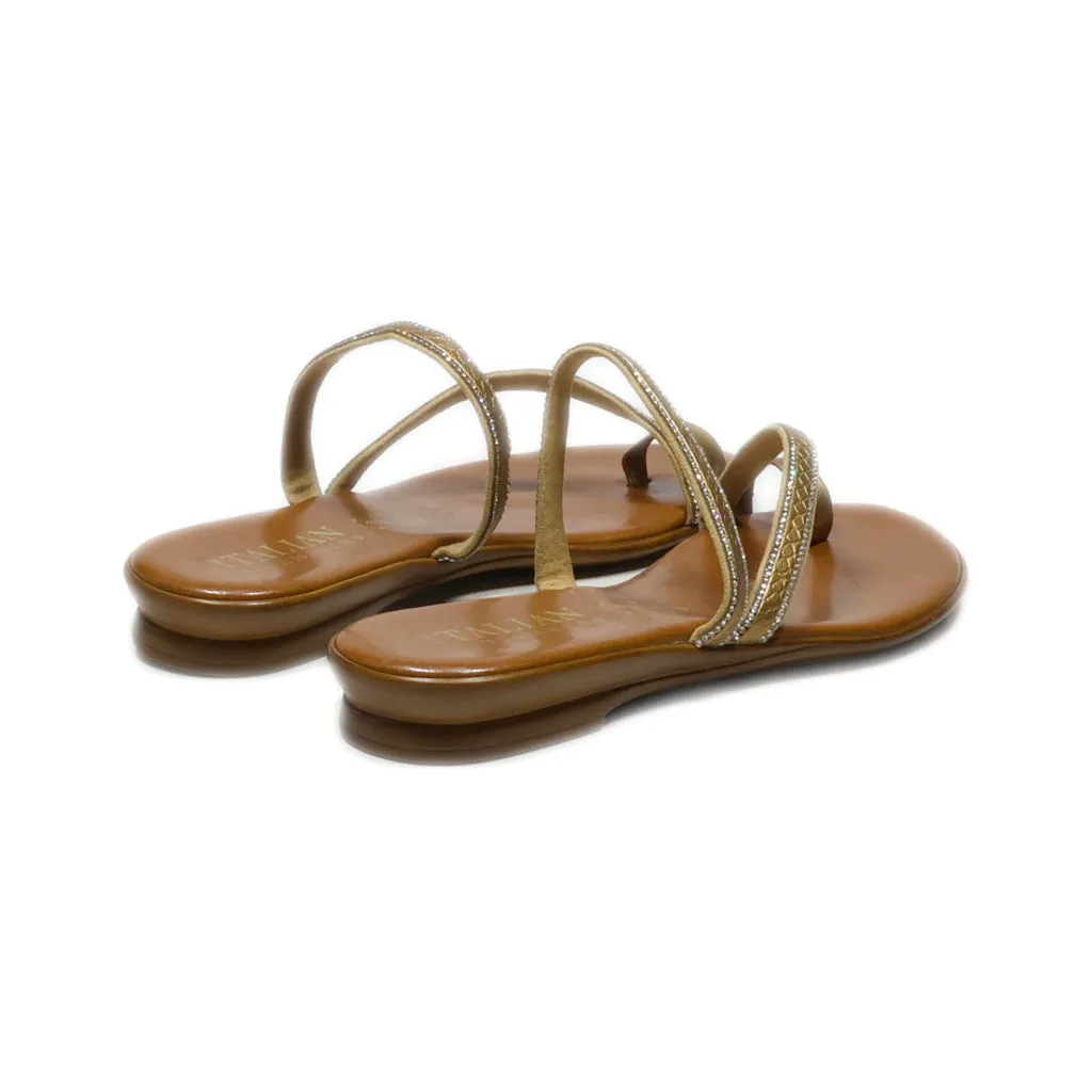 Italian Flat Sandals Fabric Brown Colour For Women