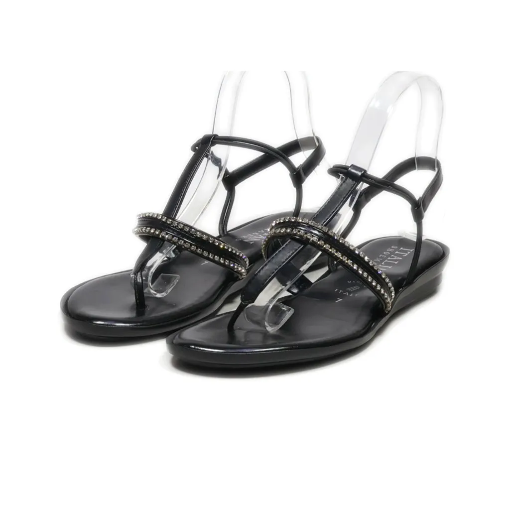 Italian Flat Sandals Leather Black Colour For Women