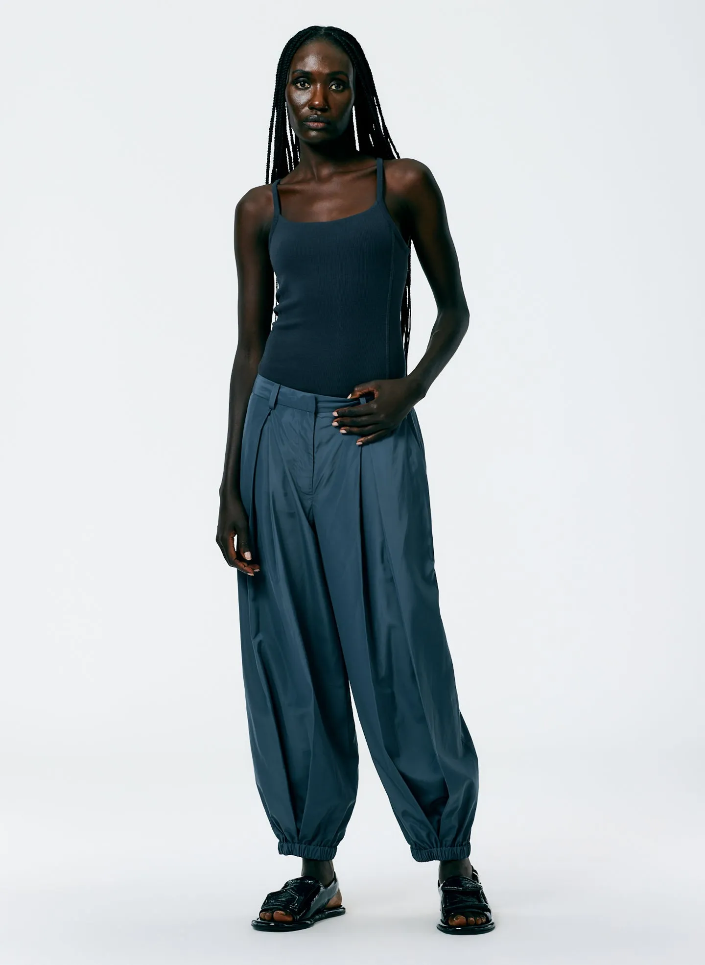 Italian Sporty Nylon Eden Pleated Balloon Pant