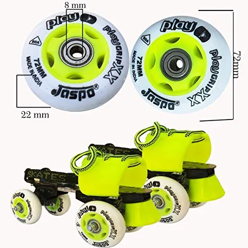 jaspo Polyurethane Play Grip XX Inline 72 mm Wheels (White with Green), Set of 8 PC