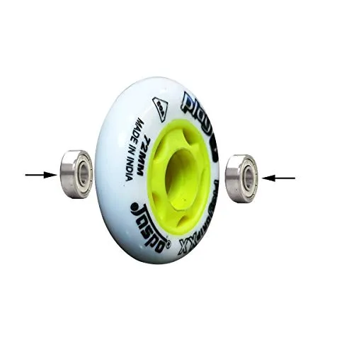 jaspo Polyurethane Play Grip XX Inline 72 mm Wheels (White with Green), Set of 8 PC