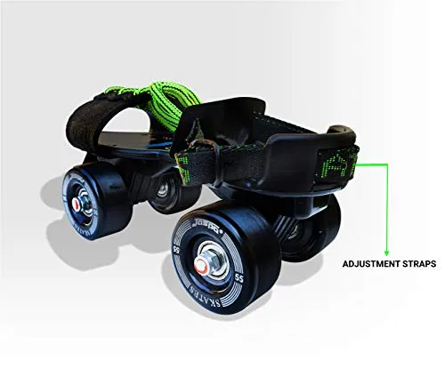 Jaspo Tenacity Adjustable Senior Roller Skates Suitable for Age Group 6 to 14 Years (Black)