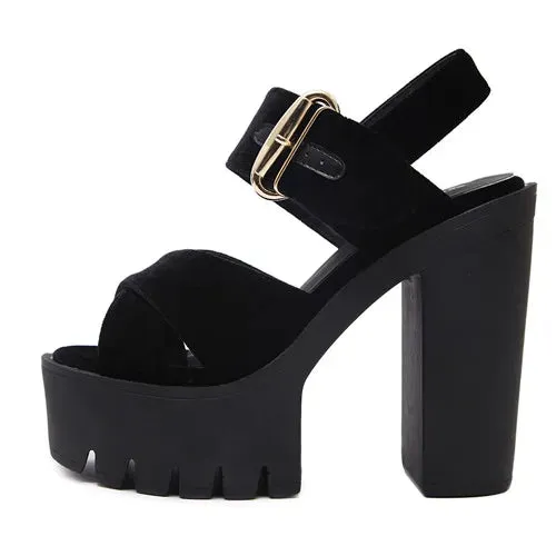 Joskaa 2024 New High Heeled Chunky Sandals