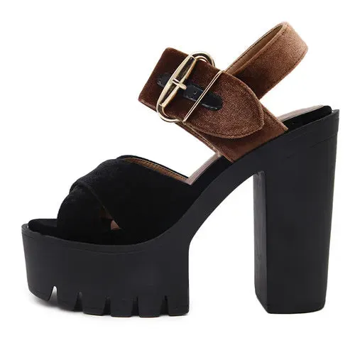 Joskaa 2024 New High Heeled Chunky Sandals