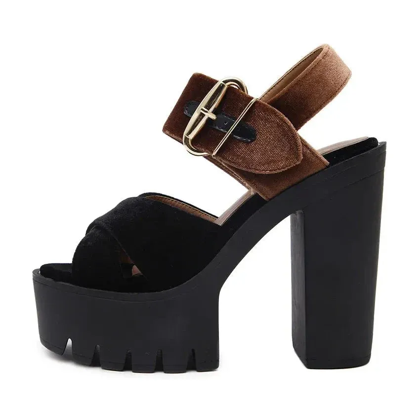 Joskaa 2024 New High Heeled Chunky Sandals