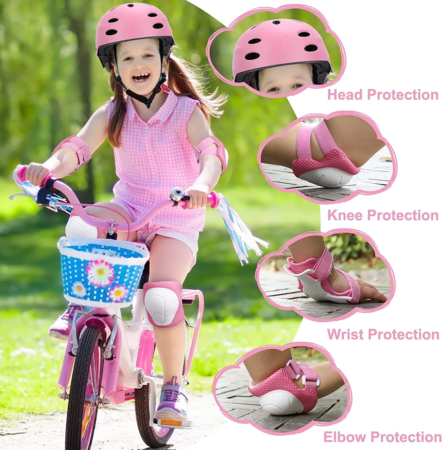 Kid Bike Helmet Knee Pads and Elbow Pads Set