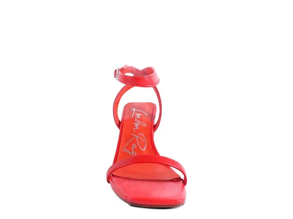 La Muzza -  Red Block Heel Ankle Strap Sandals For women