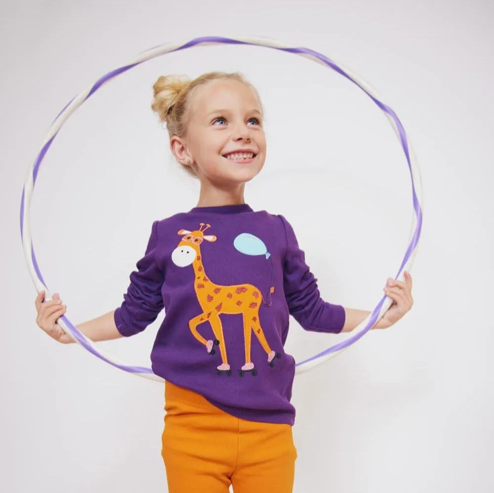 Long sleeved top- giraffe appliqué