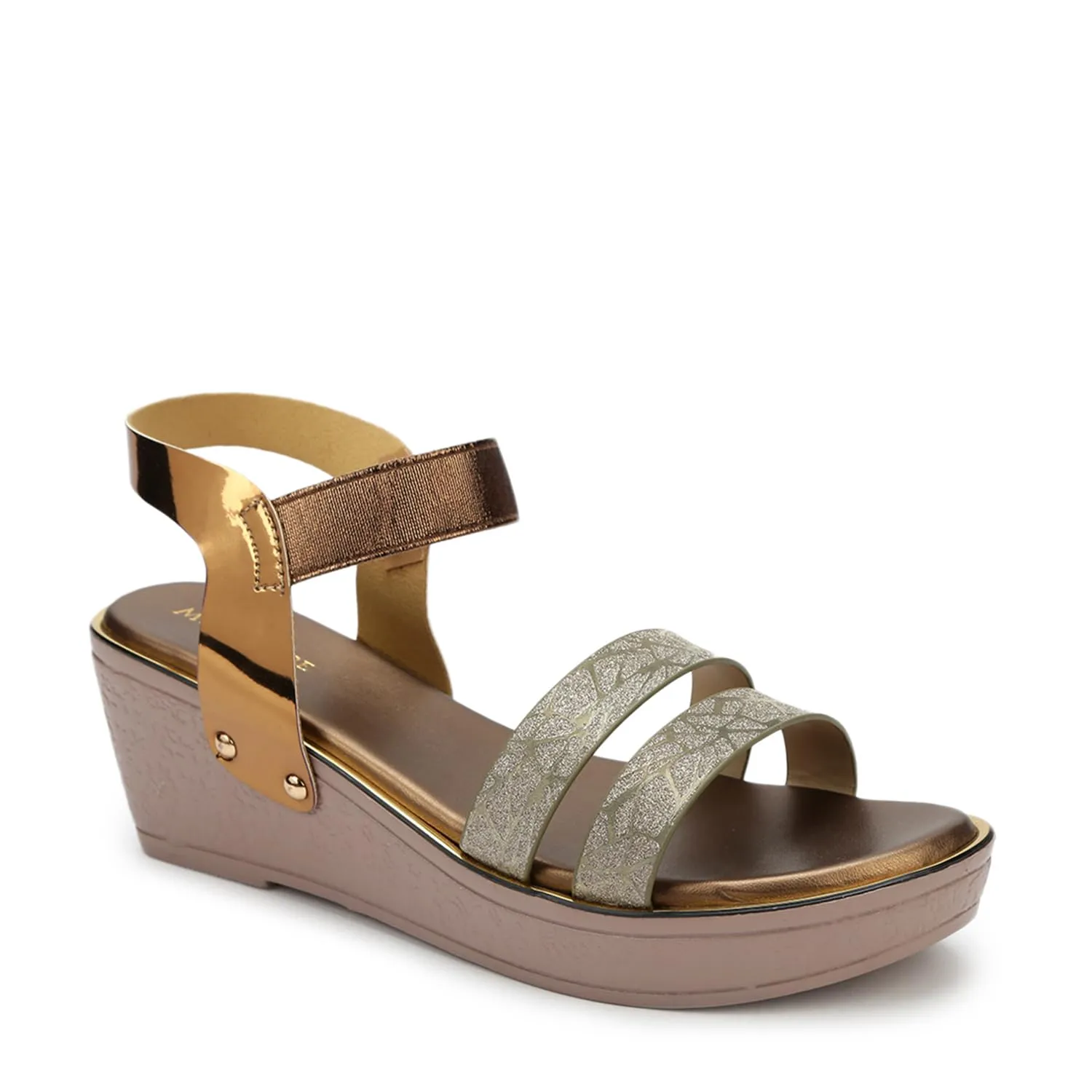 Marc Loire Women Open Toe Double Straps Platform Heels (Copper, Numeric_5)