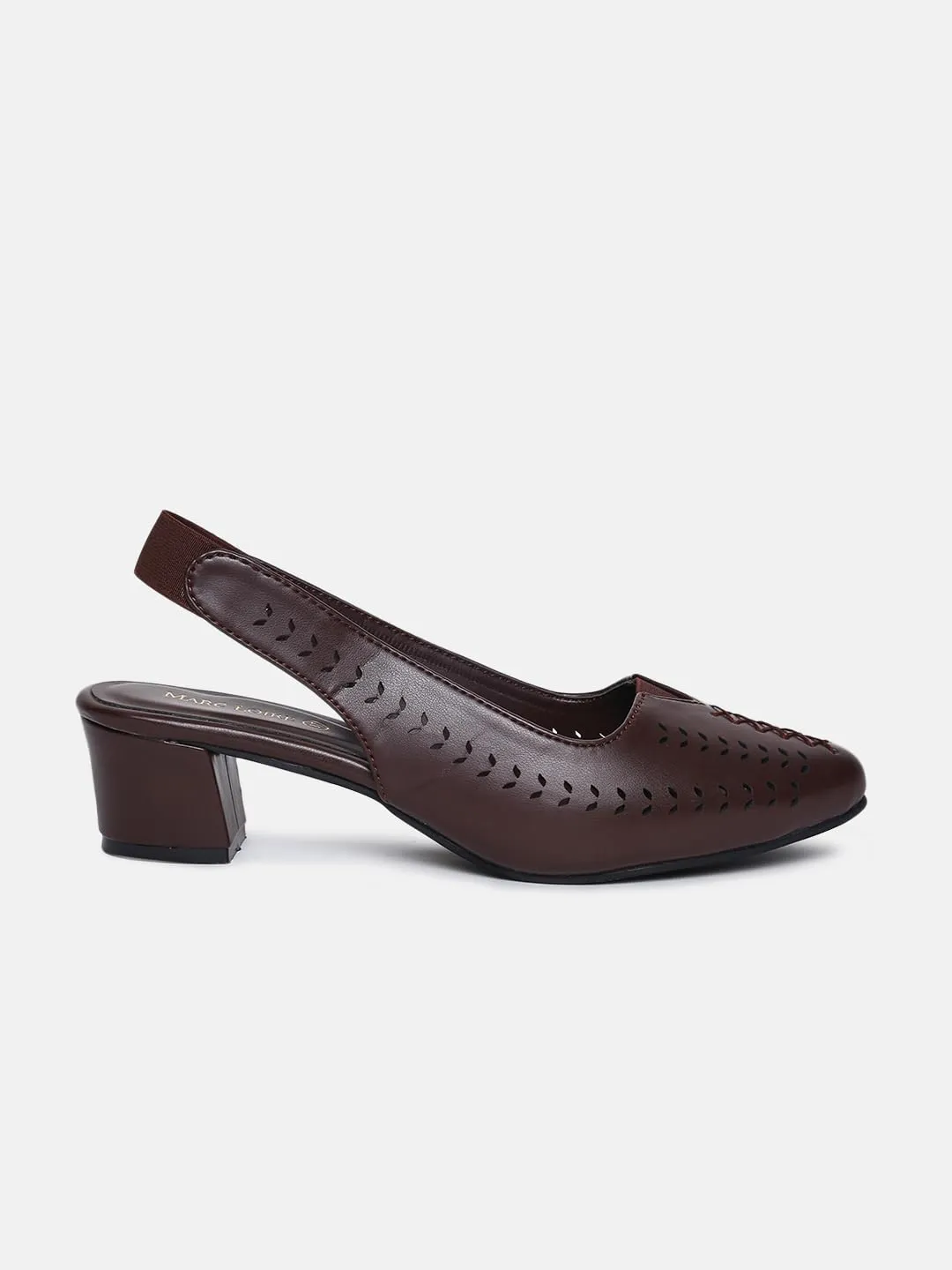 Marc Loire Women Pointed Toe Block Heel Sandal for Office Wear (Brown, 5)