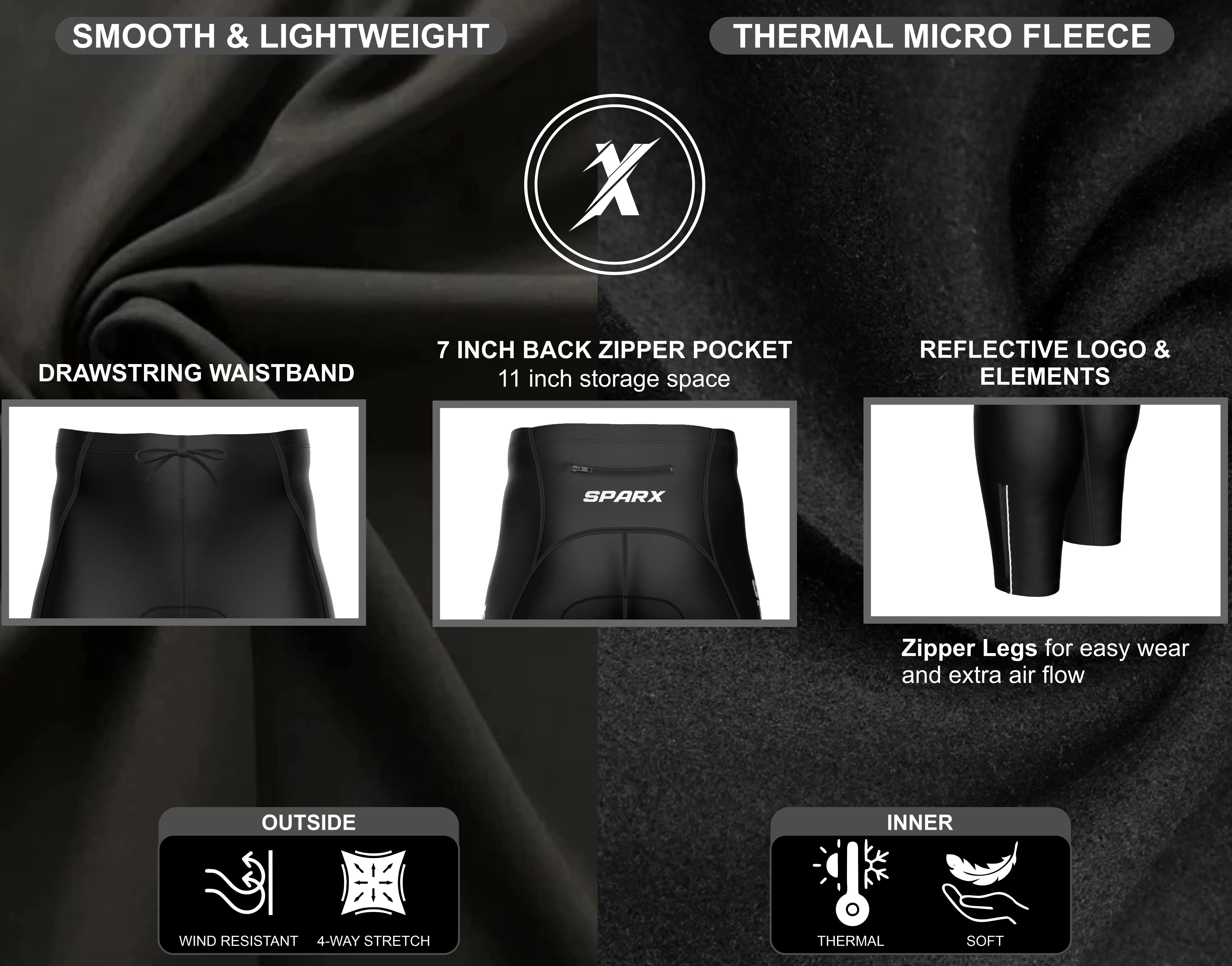 Men black Cycling Tights