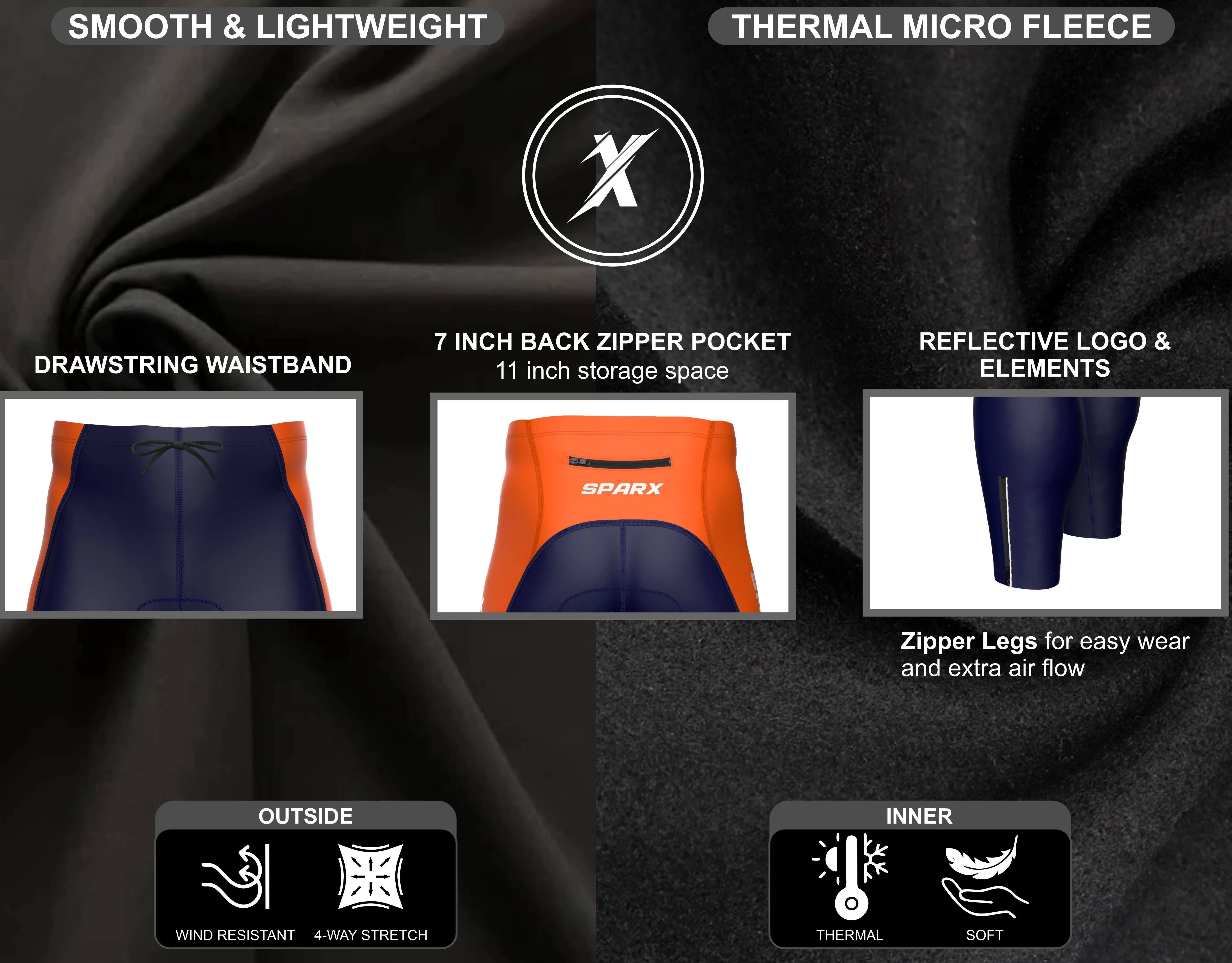Men Orange Cycling Tights