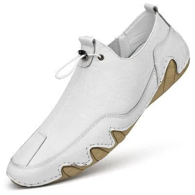 Men Shoes Sneakers Breathable Leather Men's Casual Shoes White Flats Shoes Male Loafers Footwear Driving Shoes Plus Size 38-47