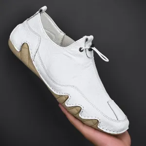 Men Shoes Sneakers Breathable Leather Men's Casual Shoes White Flats Shoes Male Loafers Footwear Driving Shoes Plus Size 38-47