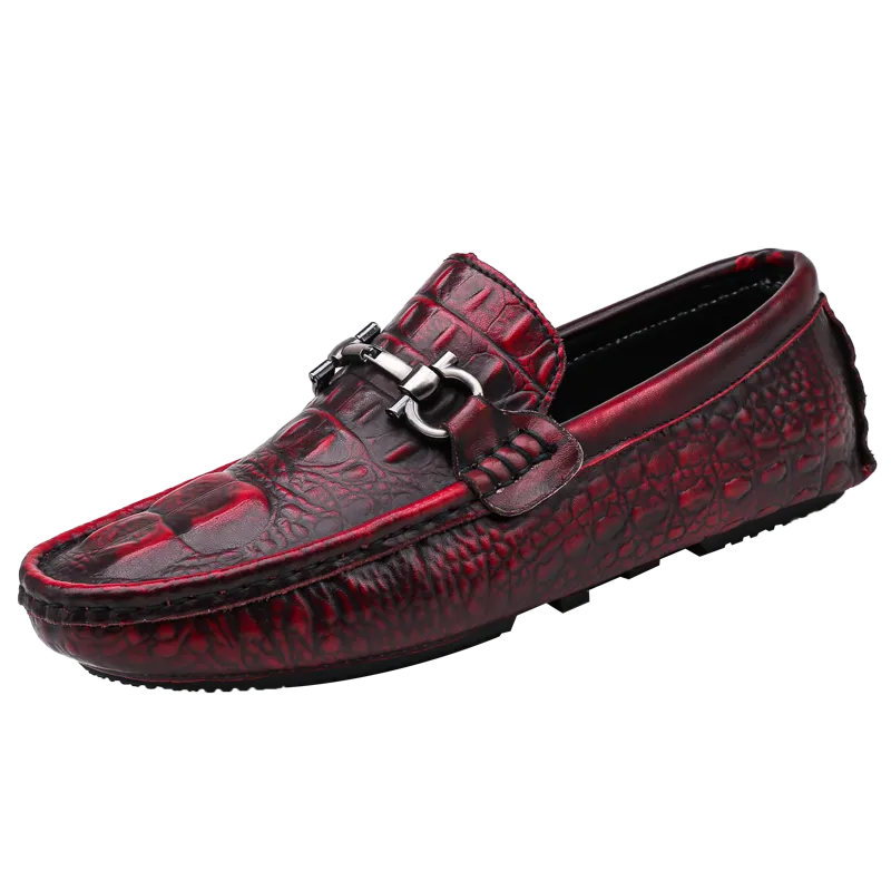 Men's Vintage Leather Crocodile-pattern Shoes Loafers Luxury Casual Driving Casual Shoes with Men Loafers Shoes Plus Size 38-45