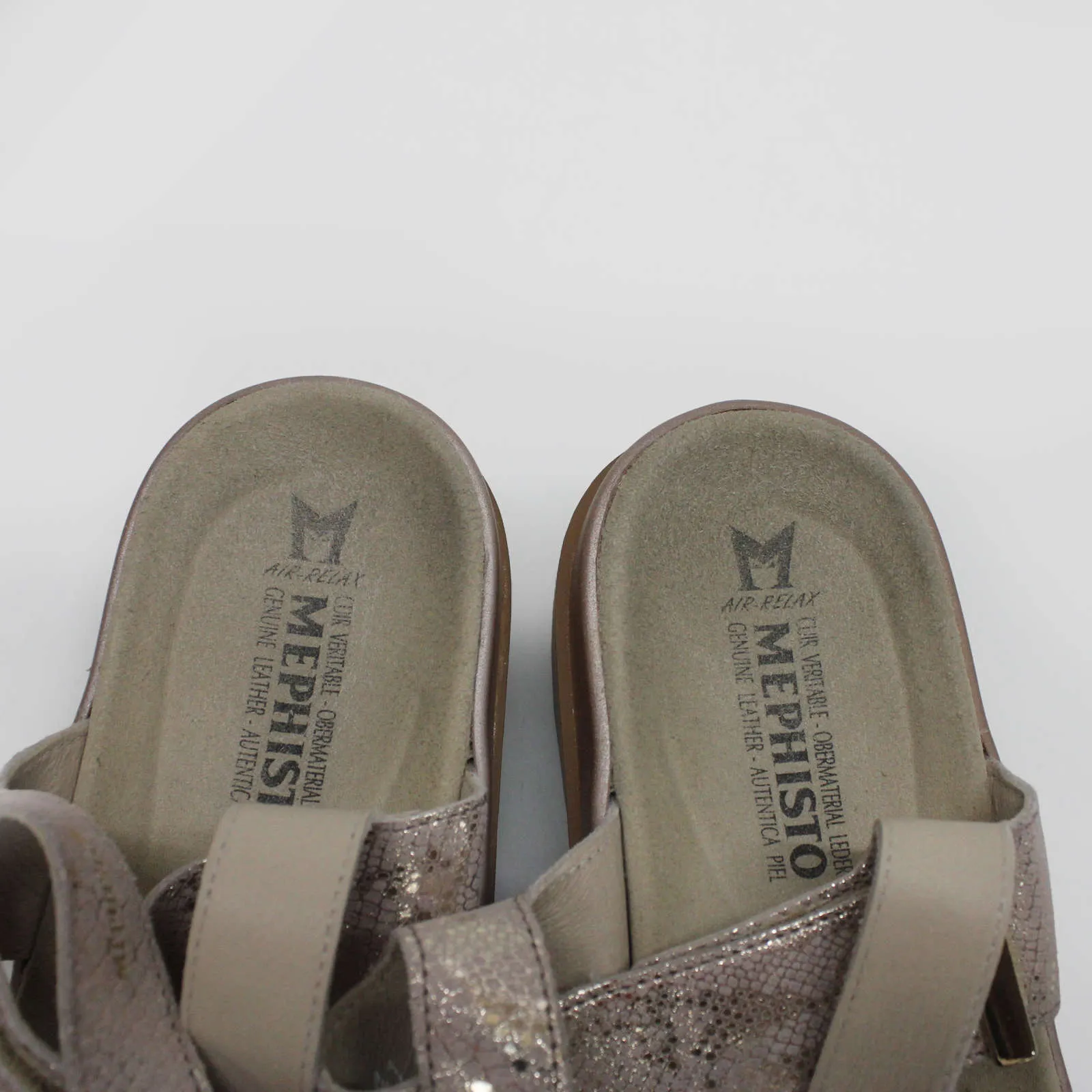 Mephisto Womens Sandals Dominica Casual Hook And Loop Metallic Leather - UK 8.5