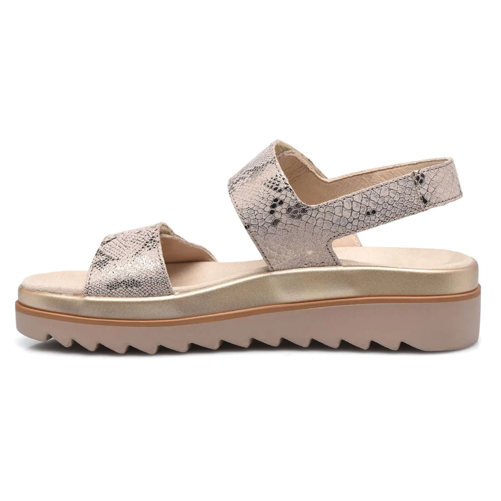 Mephisto Womens Sandals Dominica Casual Hook And Loop Metallic Leather - UK 8.5