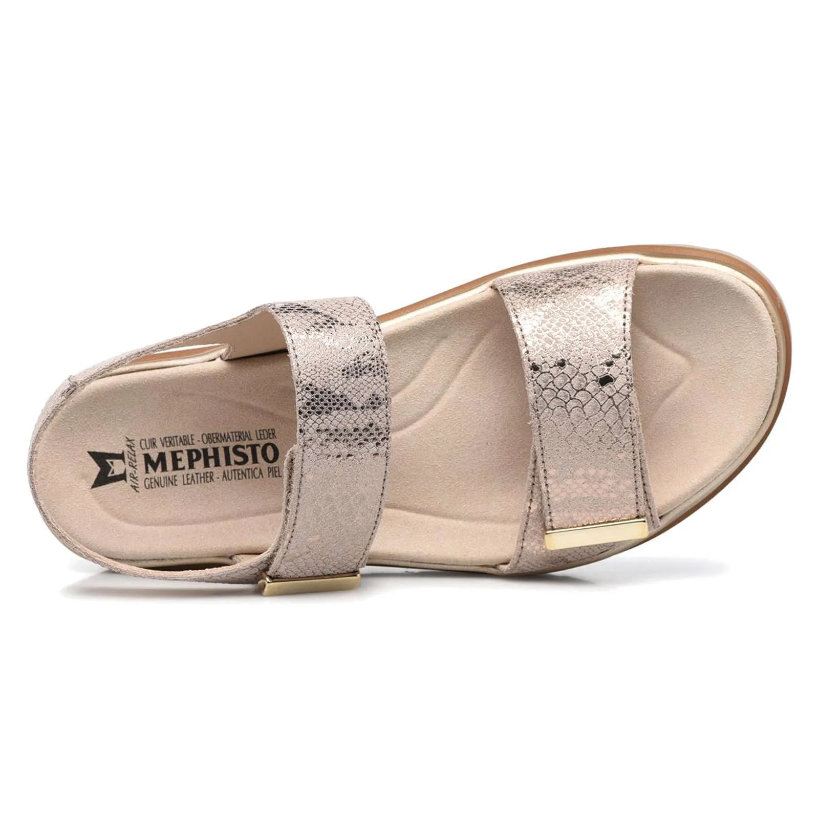 Mephisto Womens Sandals Dominica Casual Hook And Loop Metallic Leather - UK 8.5